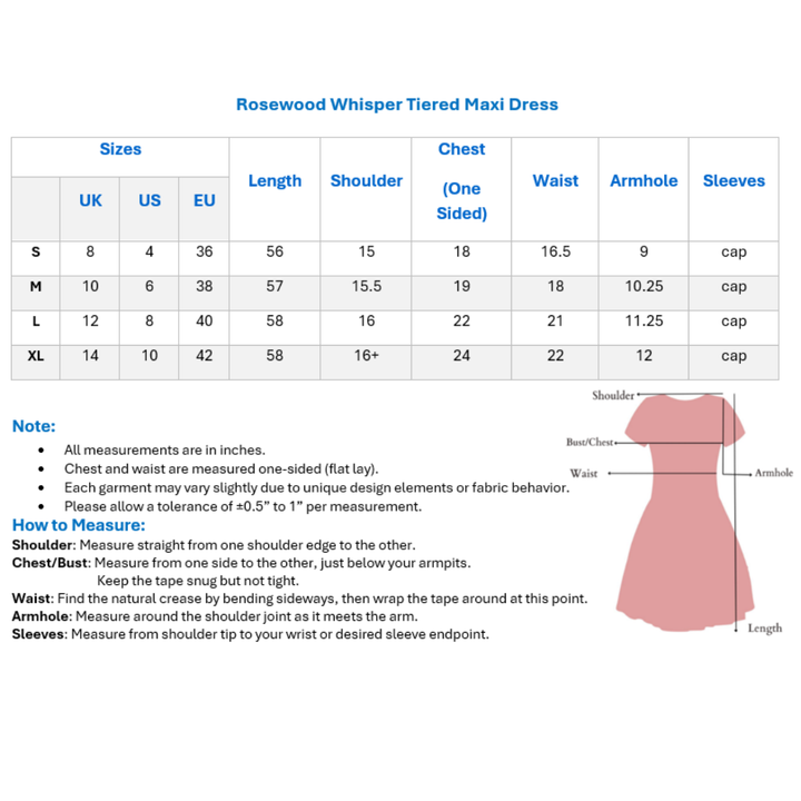 Rosewood Whisper Tiered Maxi Dress