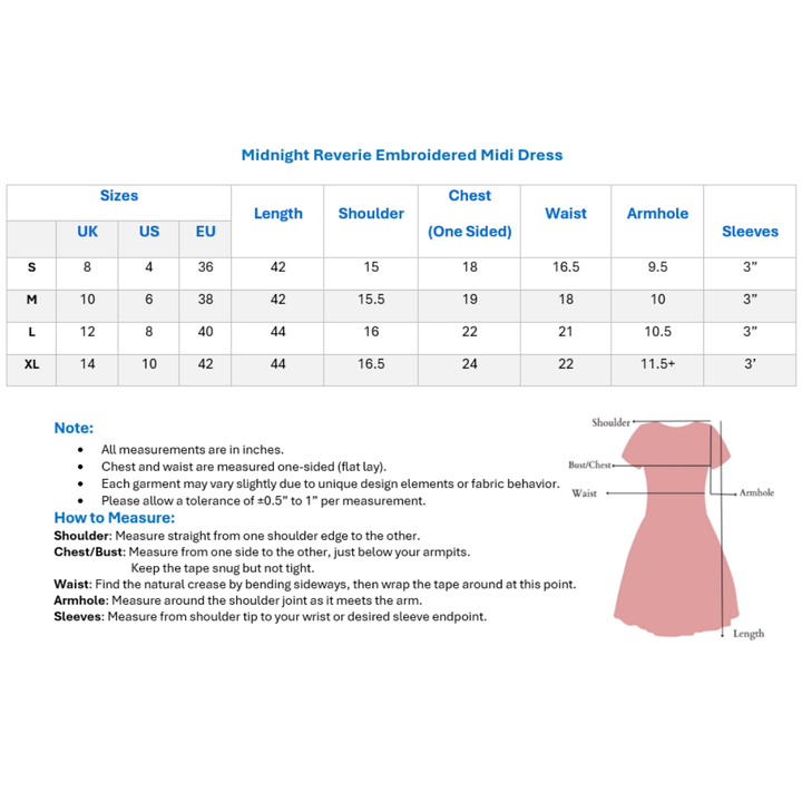 Midnight Reverie Embroidered Midi Dress