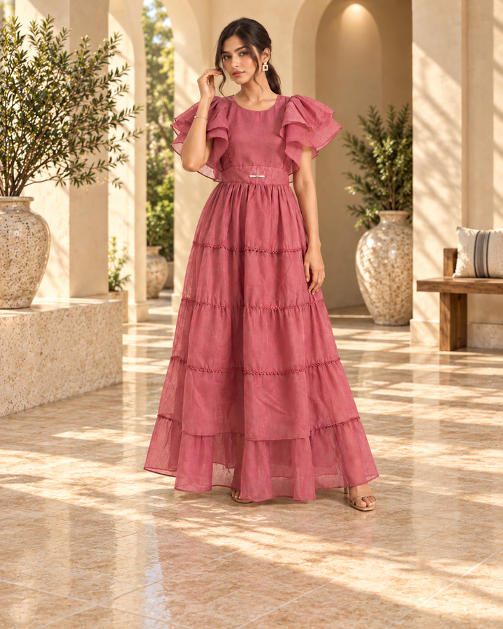 Rosewood Whisper Tiered Maxi Dress