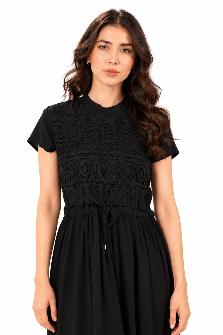 Midnight Reverie Embroidered Midi Dress