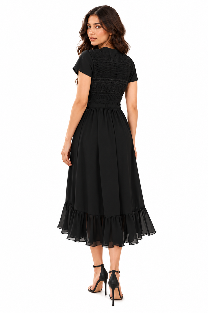 Midnight Reverie Embroidered Midi Dress