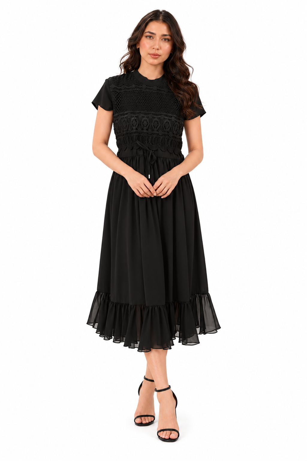 Midnight Reverie Embroidered Midi Dress