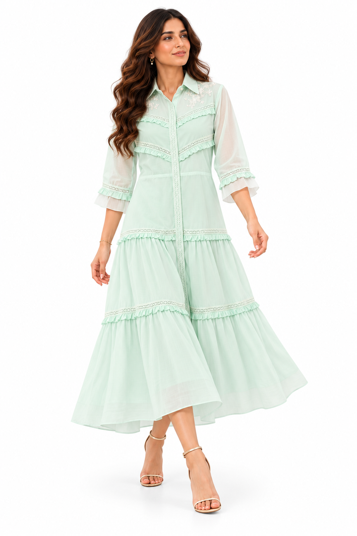 Mint Breeze Tiered Dress