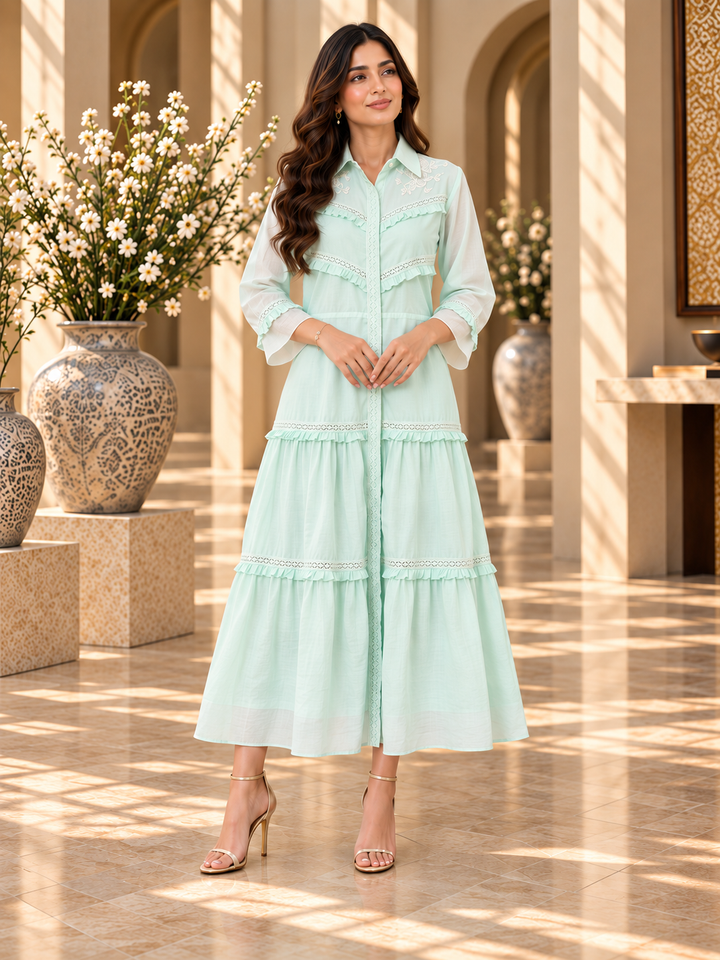 Mint Breeze Tiered Dress