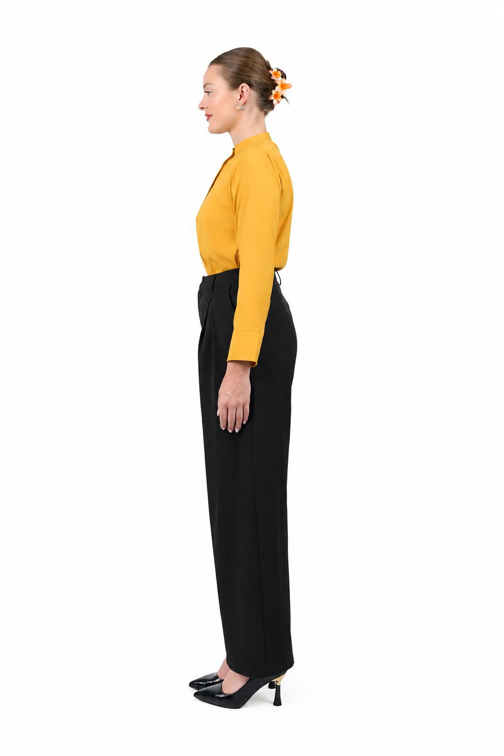 Solea Mustard Pleated Front Blouse