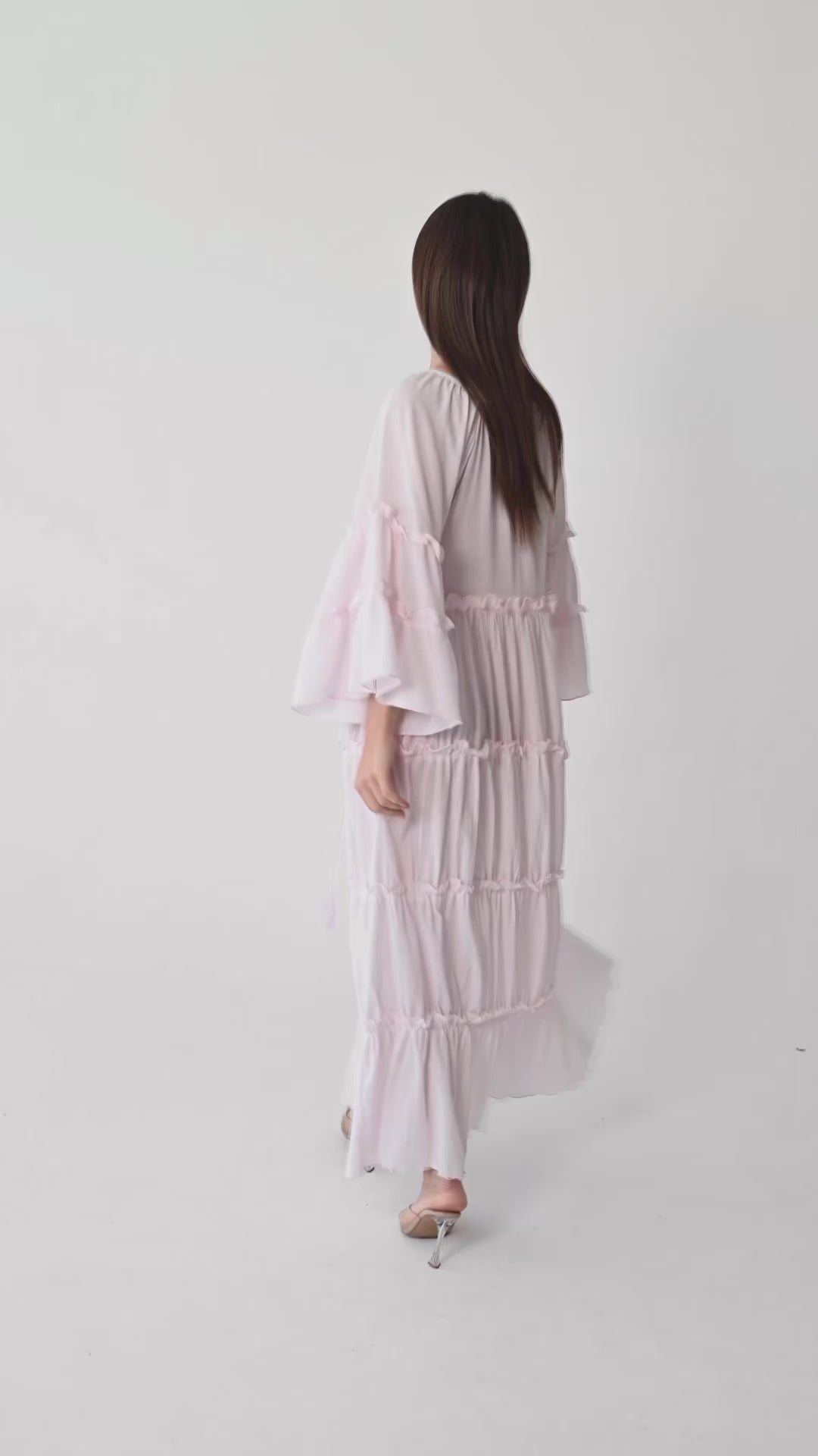 Baby Pink  Tiered Boho Maxi
