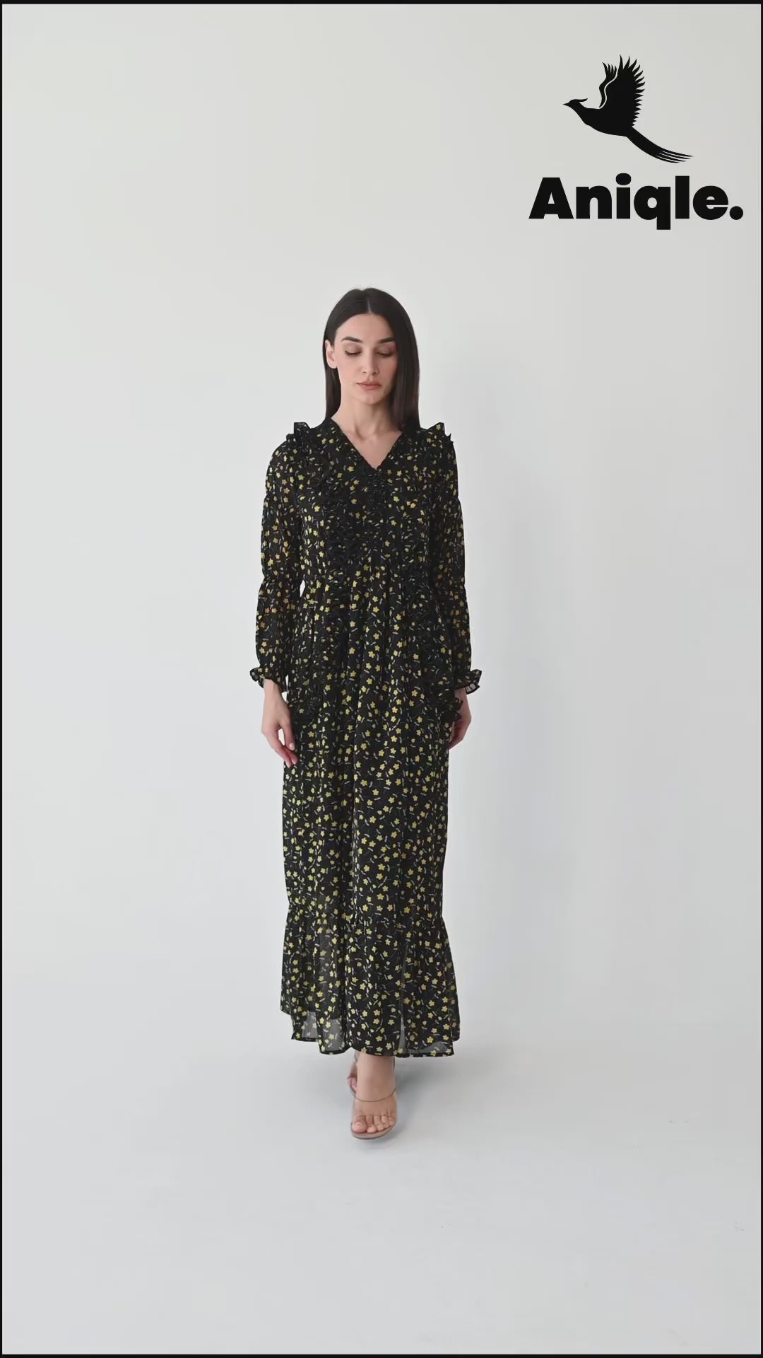 Floral ruffle-tiered  Maxi