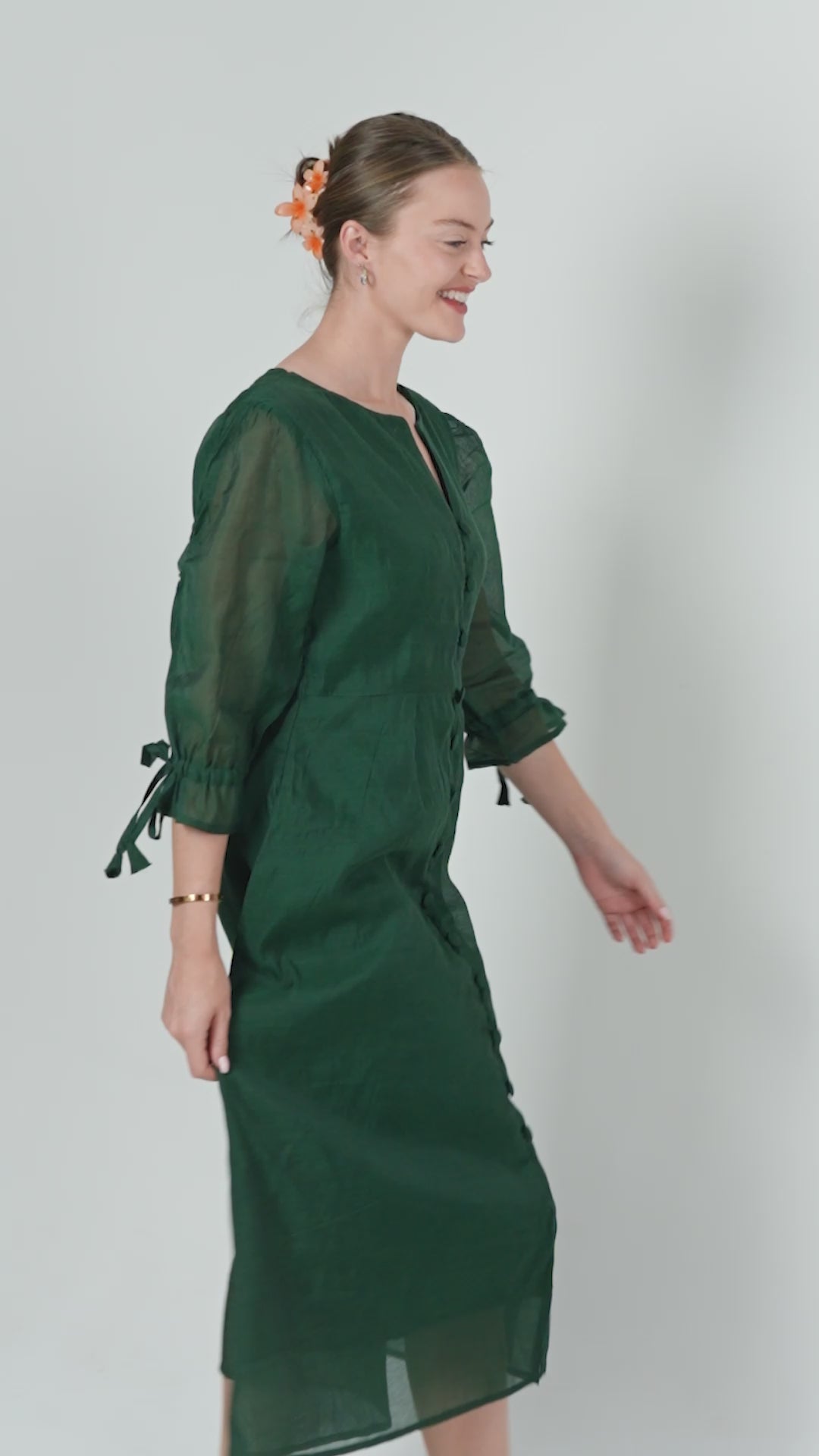 Evergreen Charm Front-Open Dress