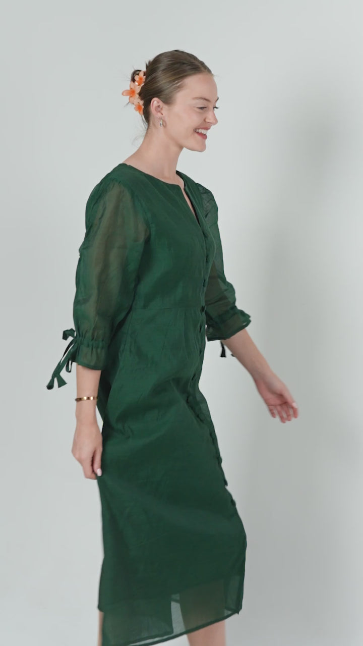 Evergreen Charm Front-Open Dress
