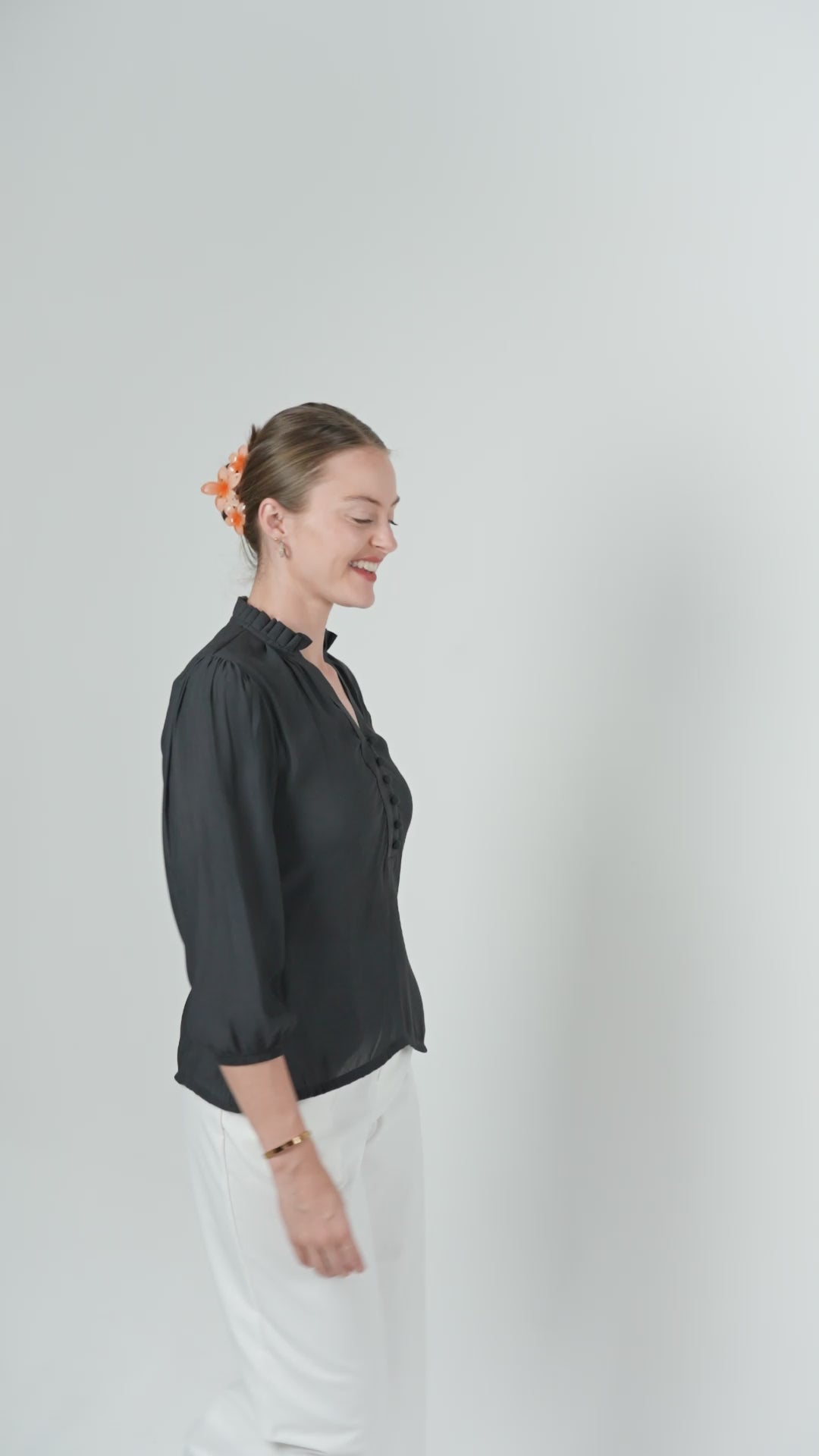 Ash Ruffle-Collar Crepe Shirt