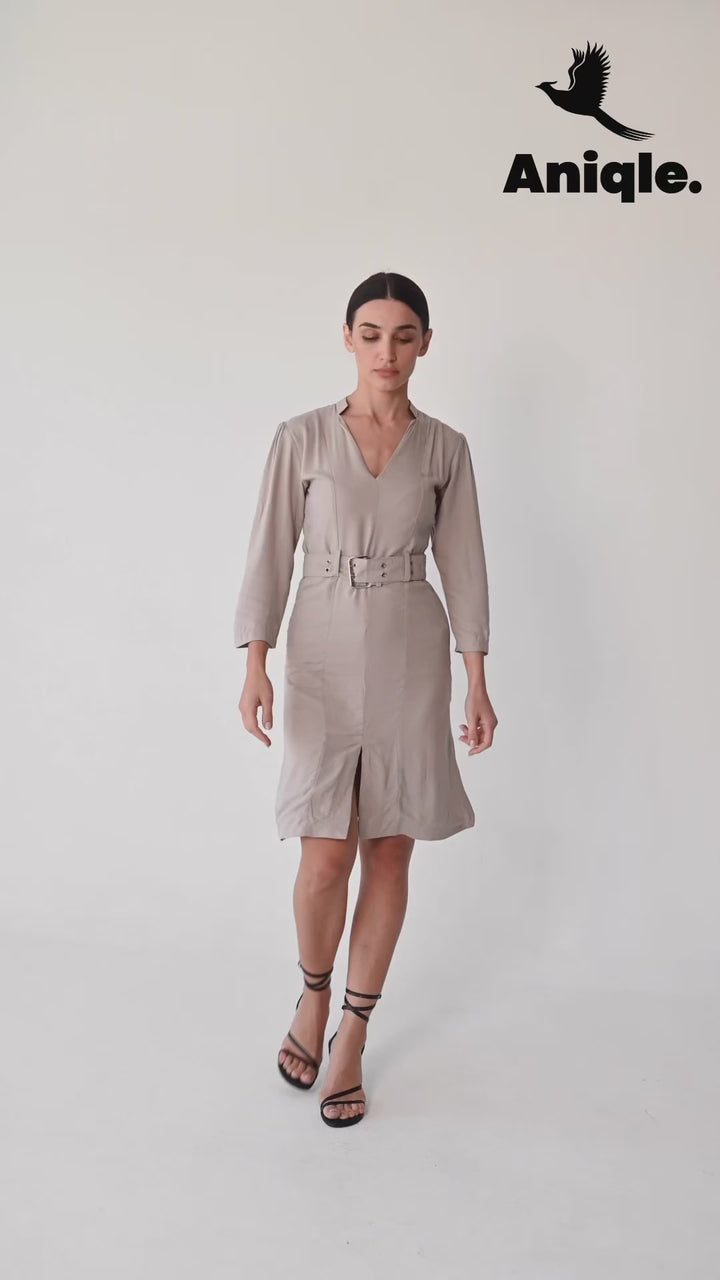 Sahara Stone Belted Midi Dress