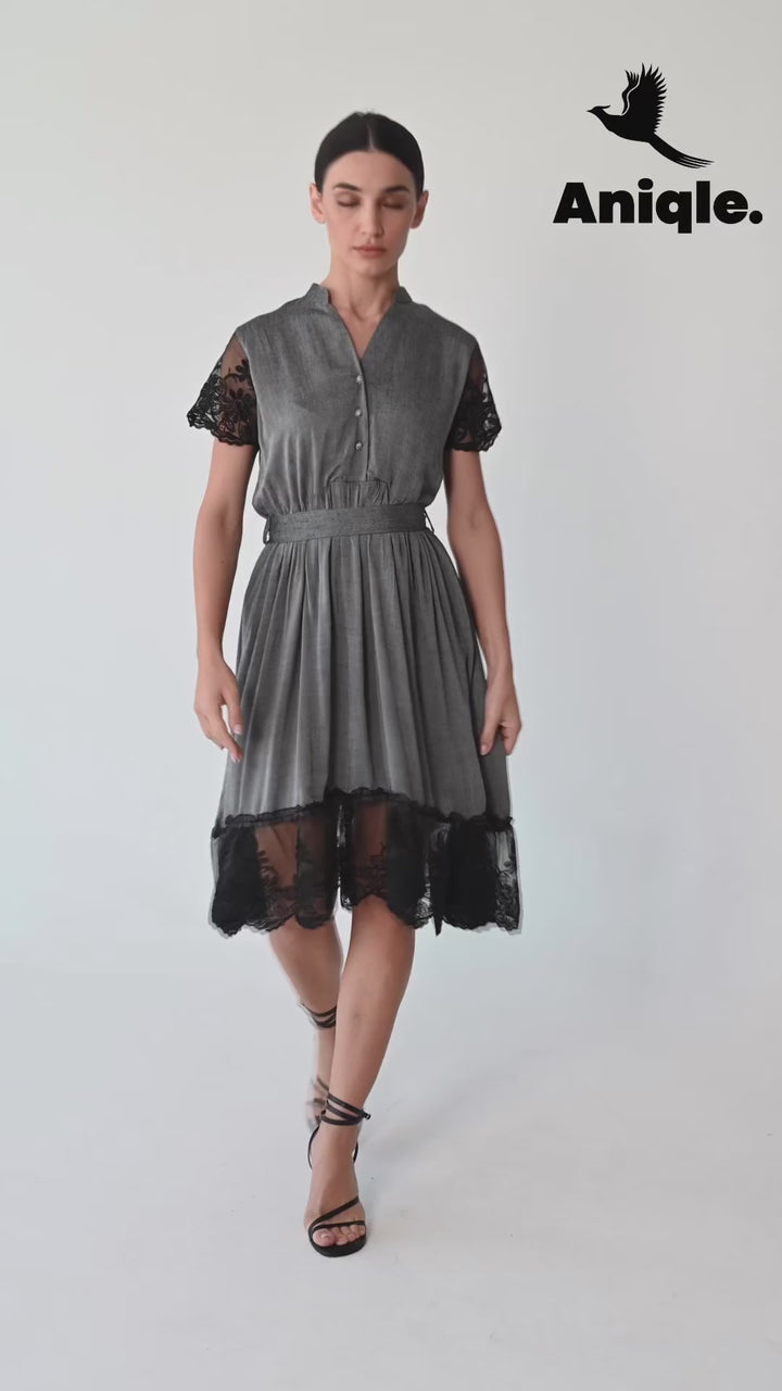 Laced- fit-and-flare Dress