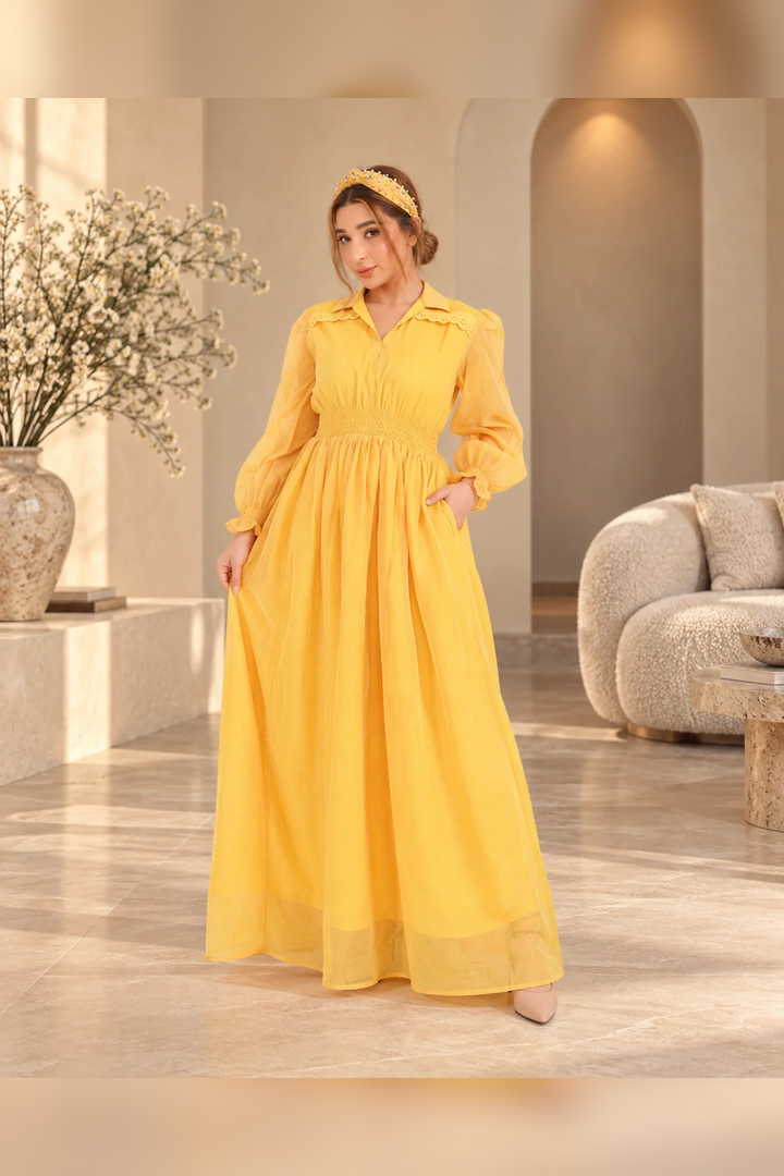 Saffron Meadow Smocked Maxi Dress
